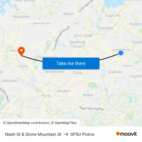 Nash St & Stone Mountain St to SPSU Police map