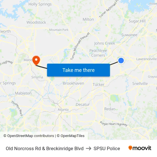 Old Norcross Rd & Breckinridge Blvd to SPSU Police map