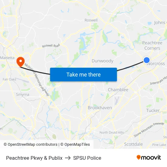 Peachtree Pkwy & Publix to SPSU Police map