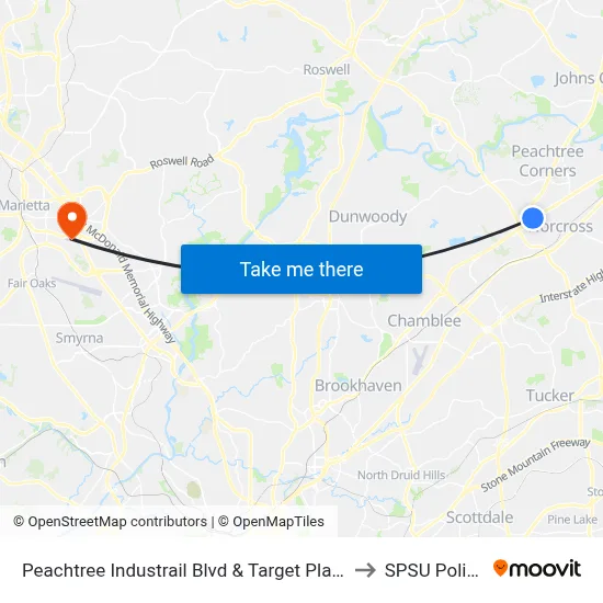 Peachtree Industrail Blvd & Target Plaza to SPSU Police map