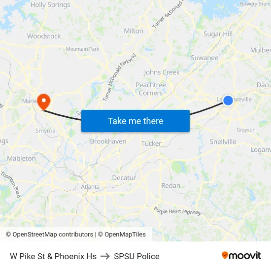W Pike St & Phoenix Hs to SPSU Police map