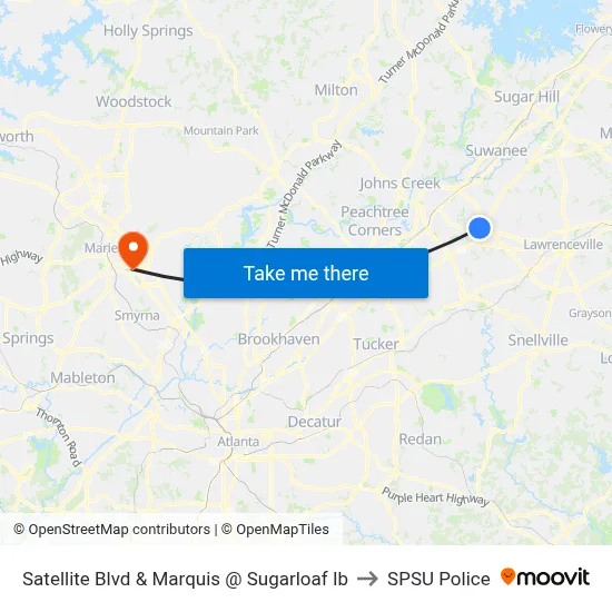 Satellite Blvd & Marquis @ Sugarloaf Ib to SPSU Police map