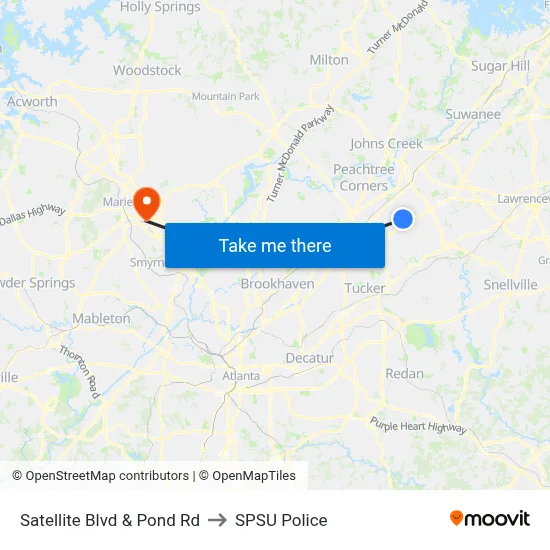Satellite Blvd & Pond Rd to SPSU Police map