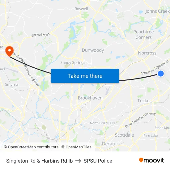 Singleton Rd & Harbins Rd Ib to SPSU Police map