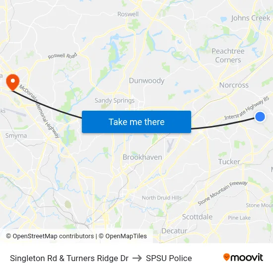 Singleton Rd & Turners Ridge Dr to SPSU Police map