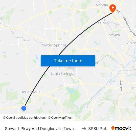 Stewart Pkwy And Douglasville Town Center to SPSU Police map