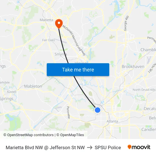 Marietta Blvd NW @ Jefferson St NW to SPSU Police map