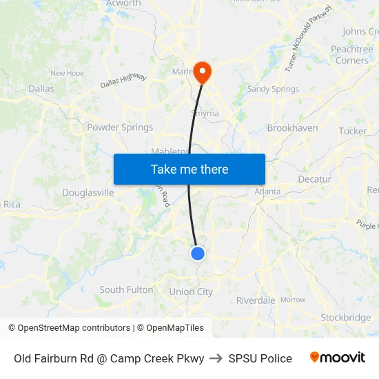 Old Fairburn Rd @ Camp Creek Pkwy to SPSU Police map