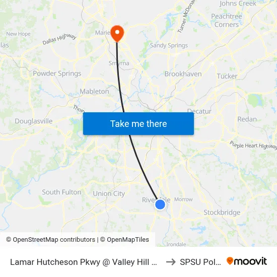 Lamar Hutcheson Pkwy @ Valley Hill Rd SW to SPSU Police map