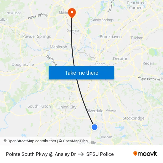 Pointe South Pkwy @ Ansley Dr to SPSU Police map