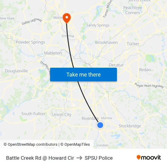 Battle Creek Rd @ Howard Cir to SPSU Police map