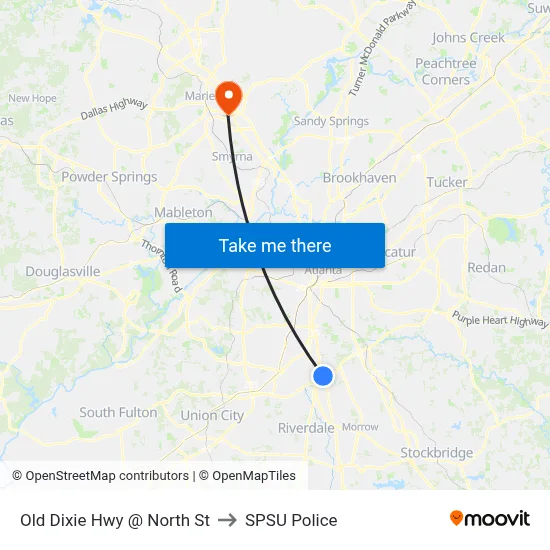 Old Dixie Hwy @ North St to SPSU Police map