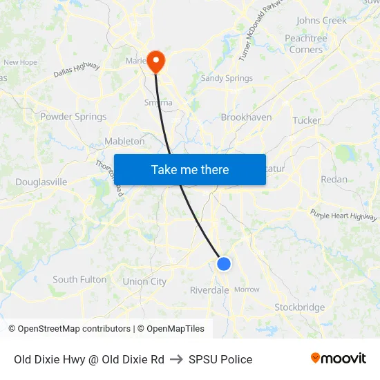 Old Dixie Hwy @ Old Dixie Rd to SPSU Police map