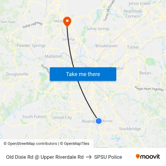 Old Dixie Rd @ Upper Riverdale Rd to SPSU Police map