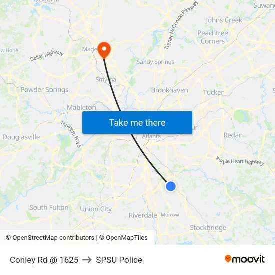 Conley Rd @ 1625 to SPSU Police map
