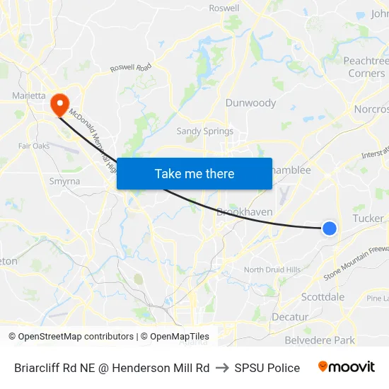 Briarcliff Rd NE @ Henderson Mill Rd to SPSU Police map