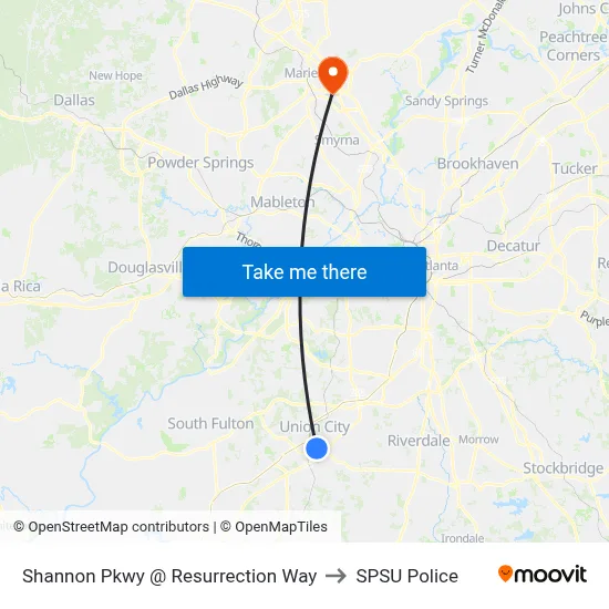 Shannon Pkwy @ Resurrection Way to SPSU Police map