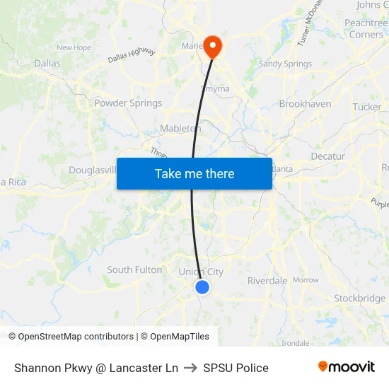 Shannon Pkwy @ Lancaster Ln to SPSU Police map
