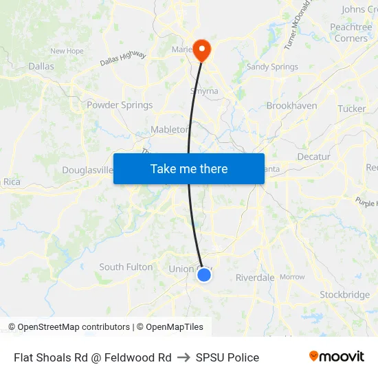 Flat Shoals Rd @ Feldwood Rd to SPSU Police map
