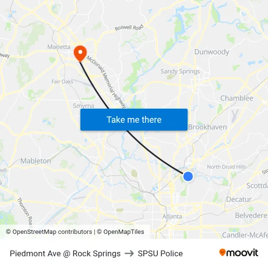 Piedmont Ave @ Rock Springs to SPSU Police map