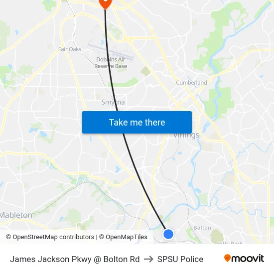 James Jackson Pkwy @ Bolton Rd to SPSU Police map