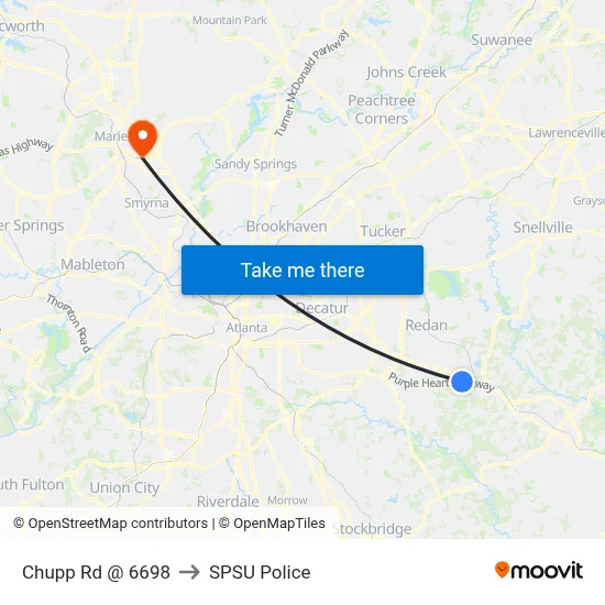 Chupp Rd @ 6698 to SPSU Police map