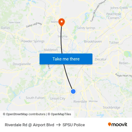 Riverdale Rd @ Airport Blvd to SPSU Police map