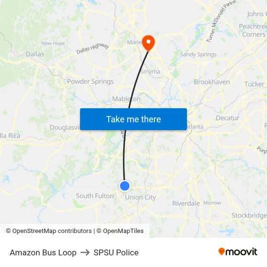 Amazon Bus Loop to SPSU Police map