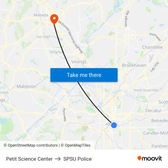 Petit Science Center to SPSU Police map