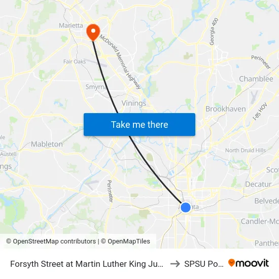 Forsyth Street at Martin Luther King Junior Drive to SPSU Police map