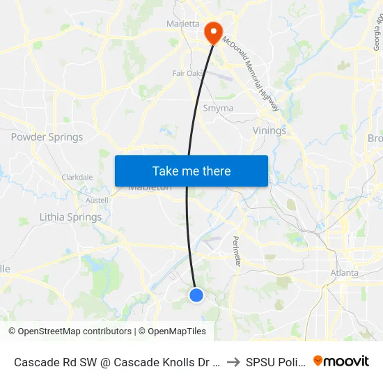 Cascade Rd SW @ Cascade Knolls Dr SW to SPSU Police map