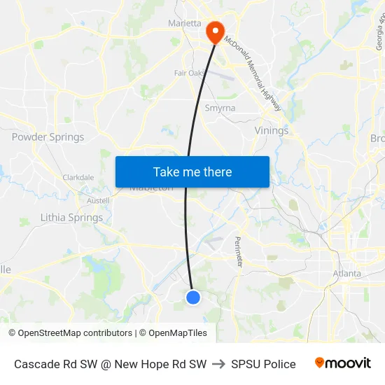Cascade Rd SW @ New Hope Rd SW to SPSU Police map