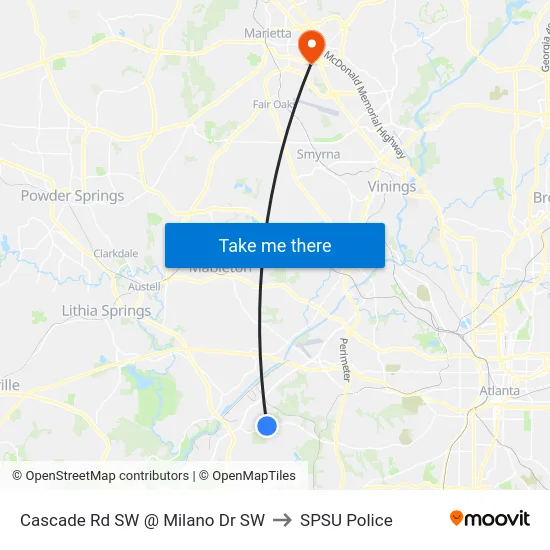 Cascade Rd SW @ Milano Dr SW to SPSU Police map