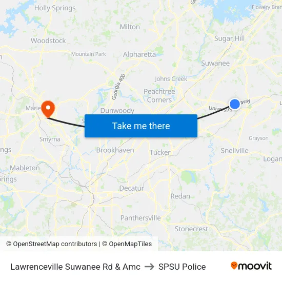 Lawrenceville Suwanee Rd & Amc to SPSU Police map