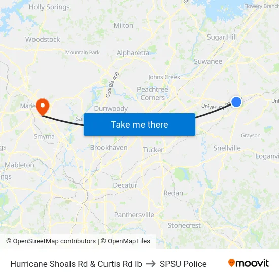 Hurricane Shoals Rd & Curtis Rd Ib to SPSU Police map