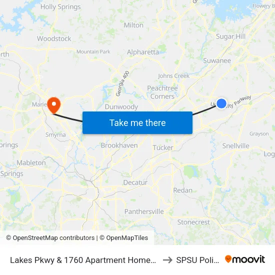 Lakes Pkwy & 1760 Apartment Homes Ib to SPSU Police map