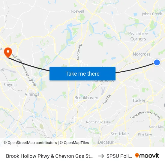 Brook Hollow Pkwy & Chevron Gas Station to SPSU Police map