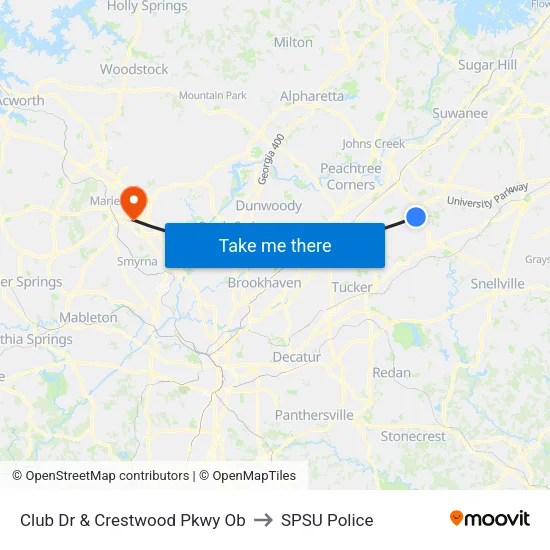 Club Dr & Crestwood Pkwy Ob to SPSU Police map