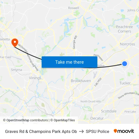 Graves Rd & Champoins Park Apts Ob to SPSU Police map