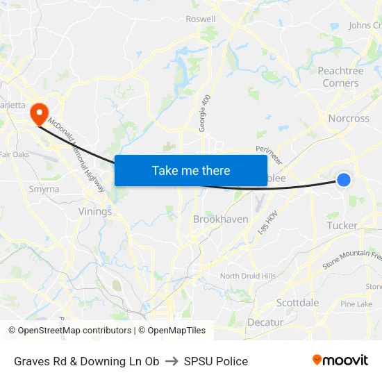 Graves Rd & Downing Ln Ob to SPSU Police map