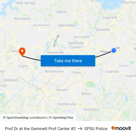 Prof Dr at the Gwinnett Prof Center #2 to SPSU Police map