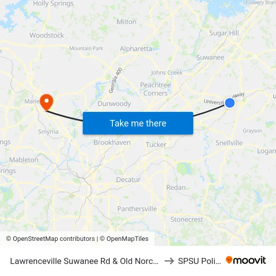 Lawrenceville Suwanee Rd & Old Norcross to SPSU Police map
