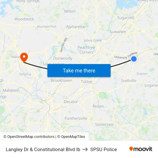 Langley Dr & Constitutional Blvd Ib to SPSU Police map