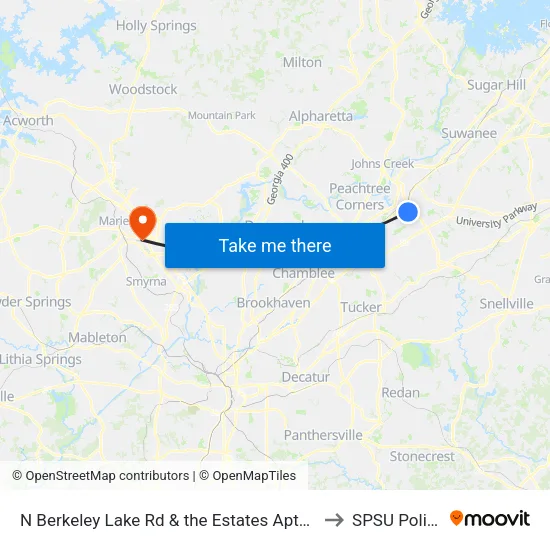 N Berkeley Lake Rd & the Estates Apts Ib to SPSU Police map