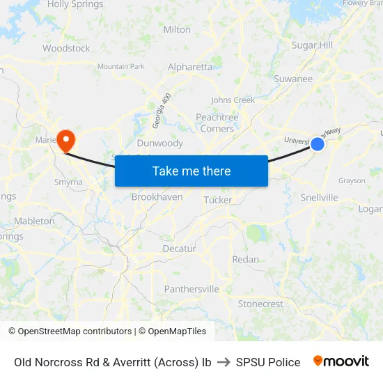 Old Norcross Rd & Averritt (Across) Ib to SPSU Police map