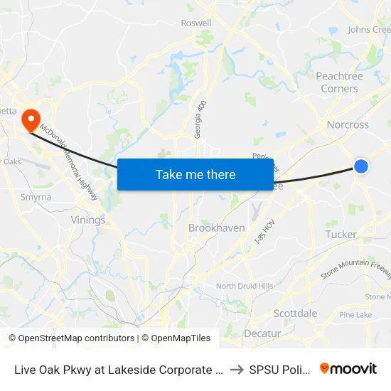 Live Oak Pkwy at Lakeside Corporate Ct to SPSU Police map