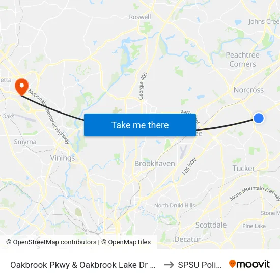 Oakbrook Pkwy & Oakbrook Lake Dr Ob to SPSU Police map