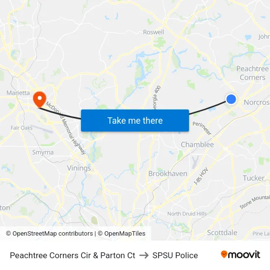 Peachtree Corners Cir & Parton Ct to SPSU Police map