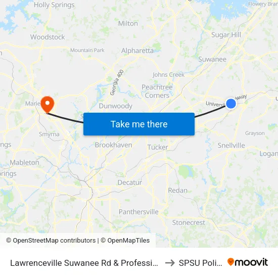Lawrenceville Suwanee Rd & Professional to SPSU Police map