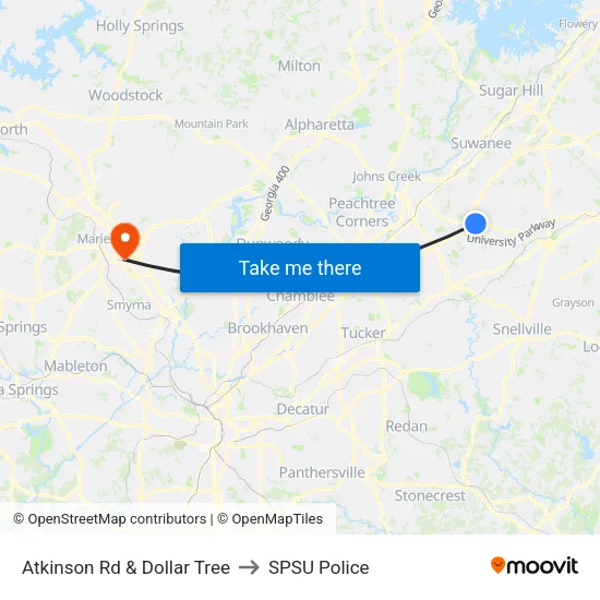 Atkinson Rd & Dollar Tree to SPSU Police map
